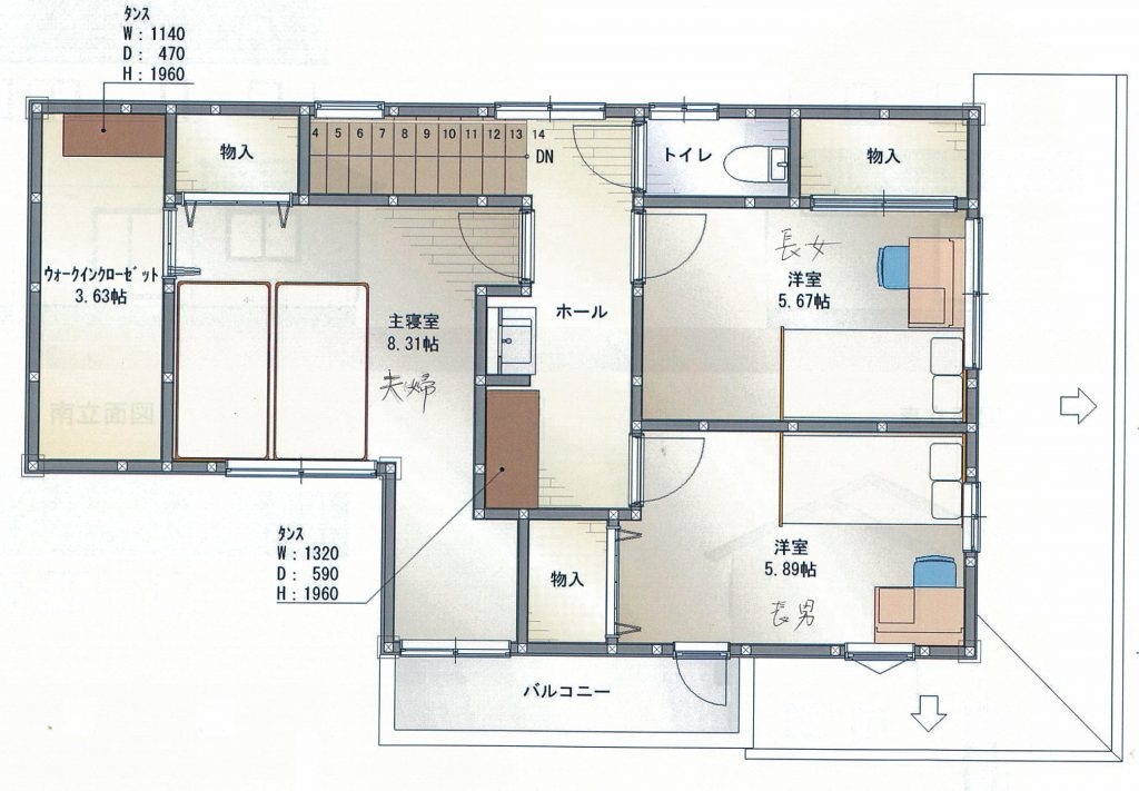 狭すぎなウォークインクローゼットの間取り例 間取り相談事例に学ぶ家づくり かえるけんちく相談所